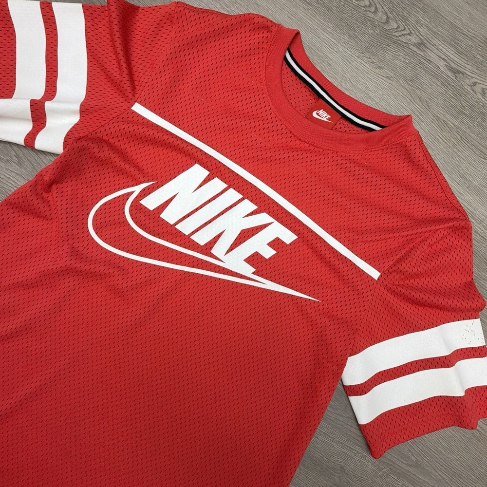 Nike Jersey Shirt Short Sleeve Air Cooling Unisex Small Red & White